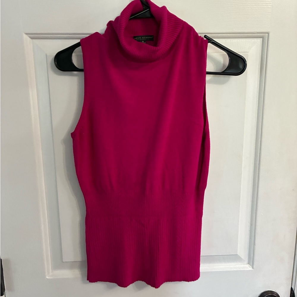 Harve Benard Sleeveless Cowl Neck Sweater - Hot Pink